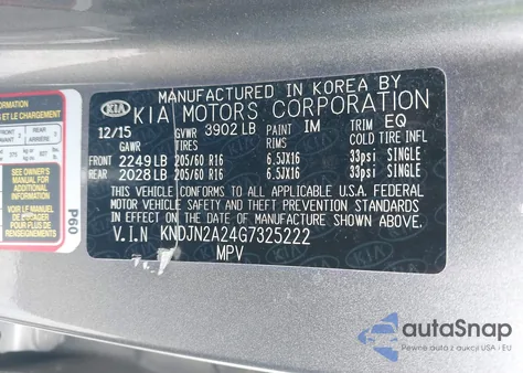 2016 Kia Soul from USA, damaged, VIN KNDJN2A24G7325222